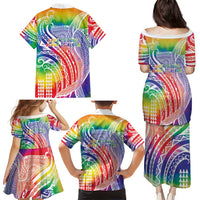 Aloha Pride Rainbow Tie Dye Family Matching Puletasi and Hawaiian Shirt Humpback Whale - Love is Love LT7 - Polynesian Pride