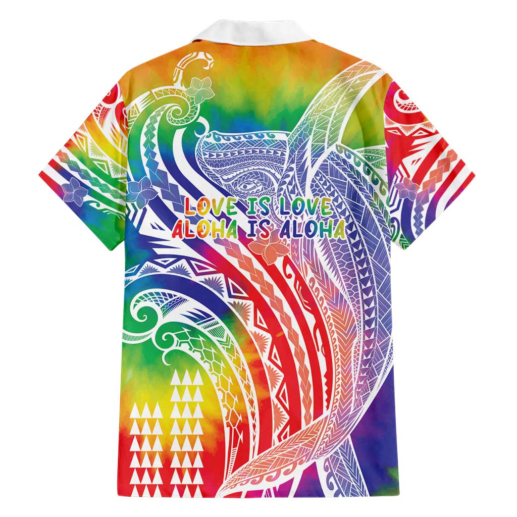Aloha Pride Rainbow Tie Dye Family Matching Short Sleeve Bodycon Dress and Hawaiian Shirt Humpback Whale - Love is Love LT7 - Polynesian Pride