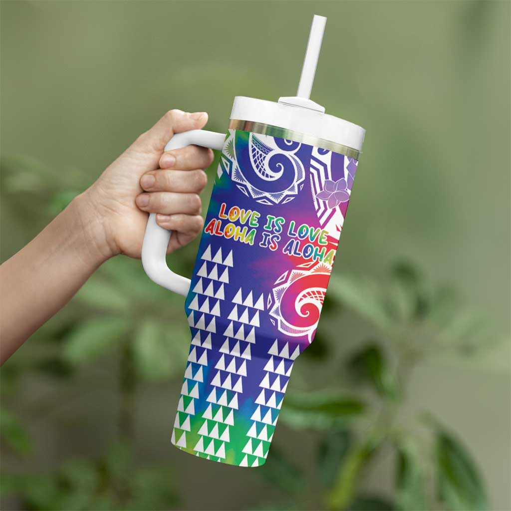 Aloha Pride Rainbow Tie Dye Tumbler With Handle Humpback Whale - Love is Love