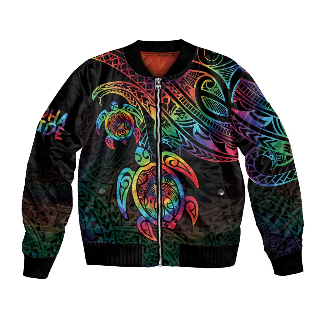 Hawaii Pride Bomber Jacket Rainbow Swirls LT7 Unisex Colorful - Polynesian Pride