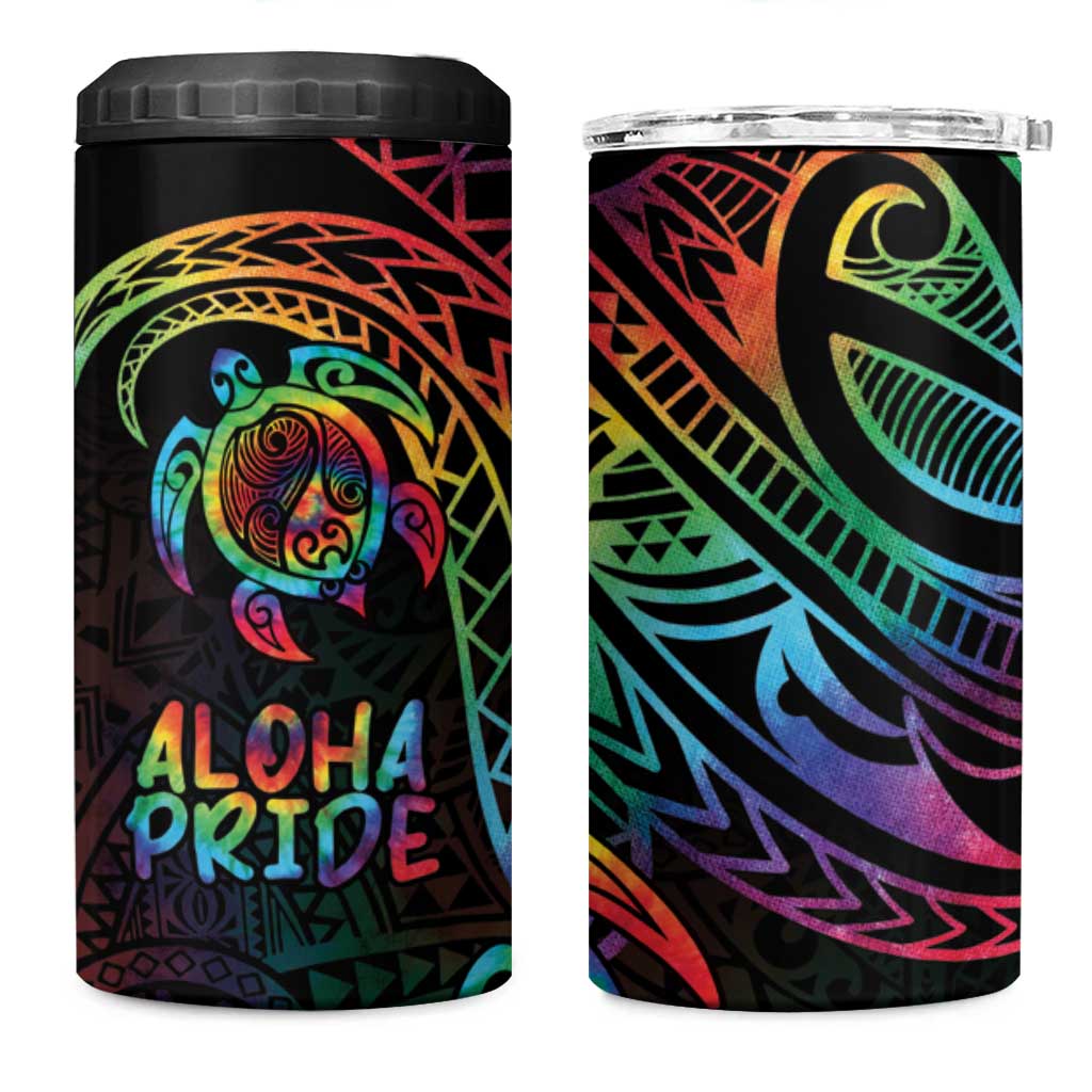 Hawaii Pride 4 in 1 Can Cooler Tumbler Rainbow Swirls LT7 One Size: 16 oz Colorful - Polynesian Pride