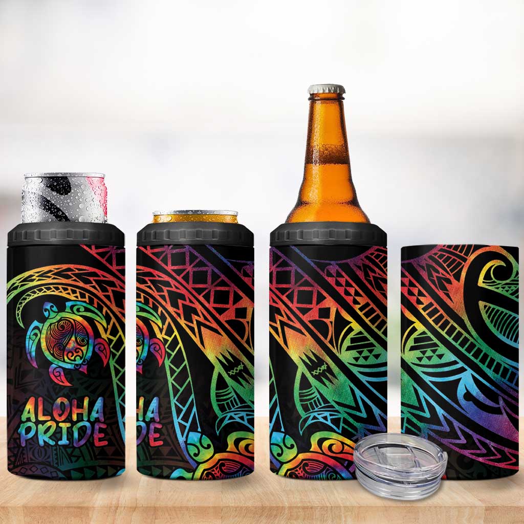 Hawaii Pride 4 in 1 Can Cooler Tumbler Rainbow Swirls LT7 - Polynesian Pride