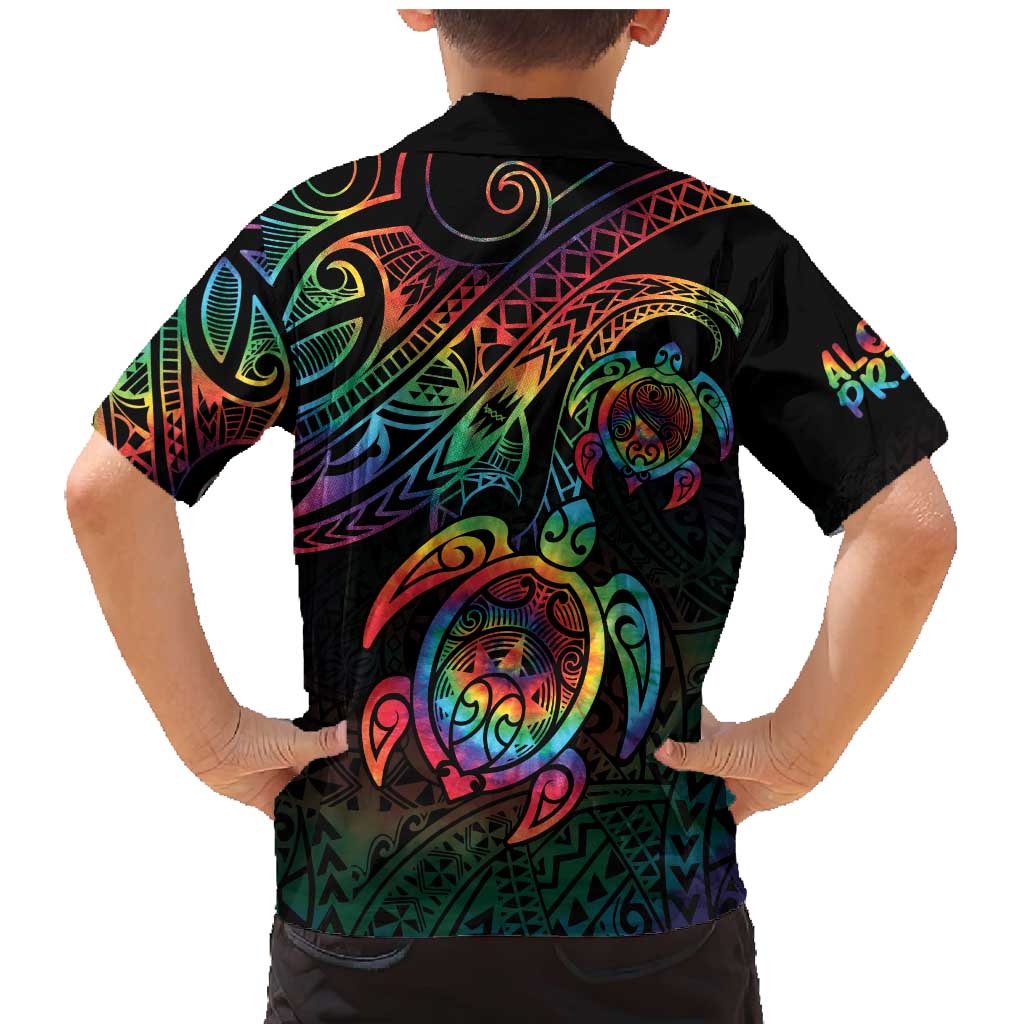 Hawaii Pride Family Matching Mermaid Dress and Hawaiian Shirt Rainbow Swirls LT7 - Polynesian Pride