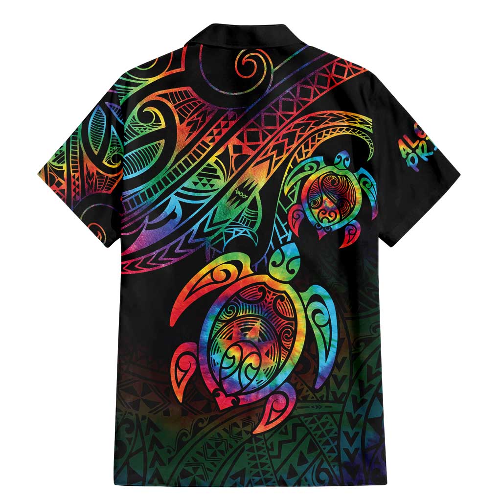 Hawaii Pride Family Matching Mermaid Dress and Hawaiian Shirt Rainbow Swirls LT7 - Polynesian Pride