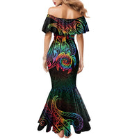 Hawaii Pride Family Matching Mermaid Dress and Hawaiian Shirt Rainbow Swirls LT7 - Polynesian Pride