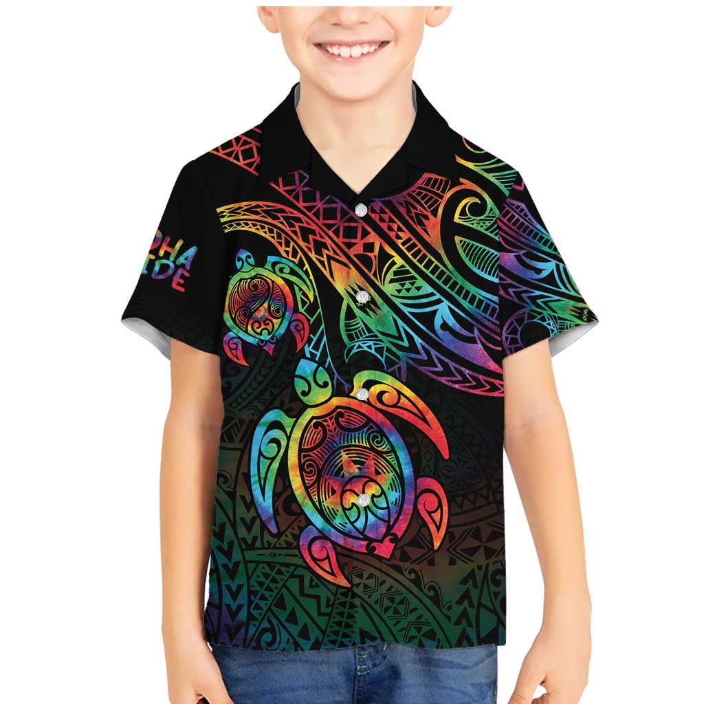 Hawaii Pride Family Matching Mermaid Dress and Hawaiian Shirt Rainbow Swirls LT7 Son's Shirt Colorful - Polynesian Pride
