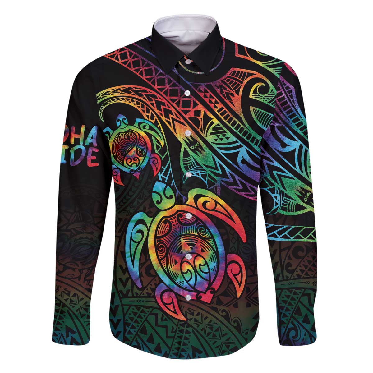 Hawaii Pride Family Matching Off The Shoulder Long Sleeve Dress and Hawaiian Shirt Rainbow Swirls LT7 Dad's Shirt - Long Sleeve Colorful - Polynesian Pride