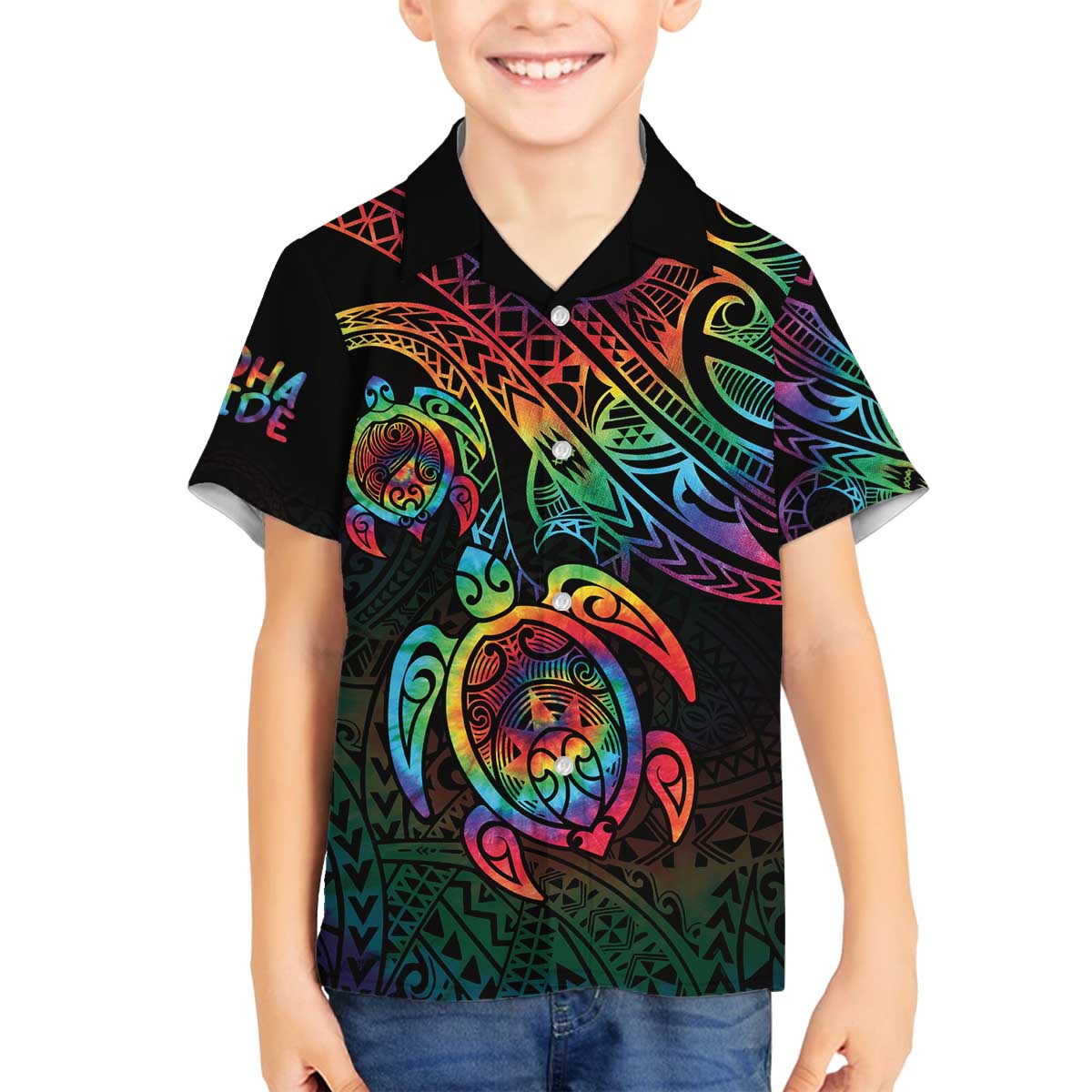 Hawaii Pride Family Matching Off The Shoulder Long Sleeve Dress and Hawaiian Shirt Rainbow Swirls LT7 Son's Shirt Colorful - Polynesian Pride