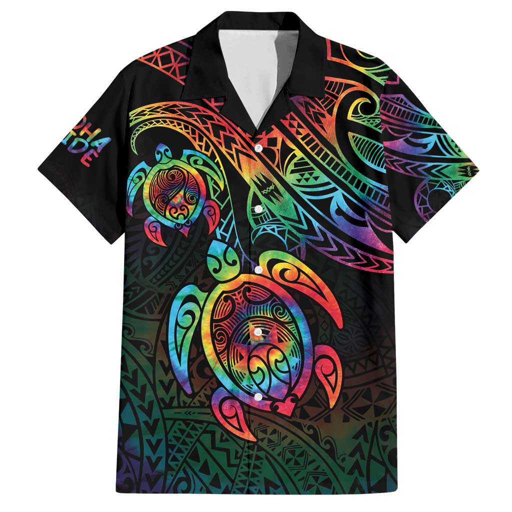 Hawaii Pride Family Matching Off Shoulder Short Dress and Hawaiian Shirt Rainbow Swirls LT7 Dad's Shirt - Short Sleeve Colorful - Polynesian Pride