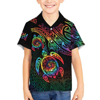 Hawaii Pride Family Matching Short Sleeve Bodycon Dress and Hawaiian Shirt Rainbow Swirls LT7 Son's Shirt Colorful - Polynesian Pride