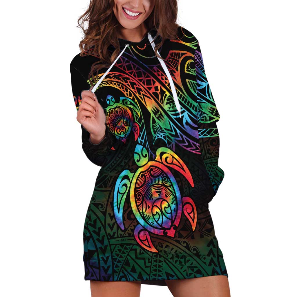 Hawaii Pride Hoodie Dress Rainbow Swirls LT7 Colorful - Polynesian Pride