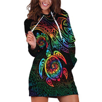 Hawaii Pride Hoodie Dress Rainbow Swirls LT7 Colorful - Polynesian Pride