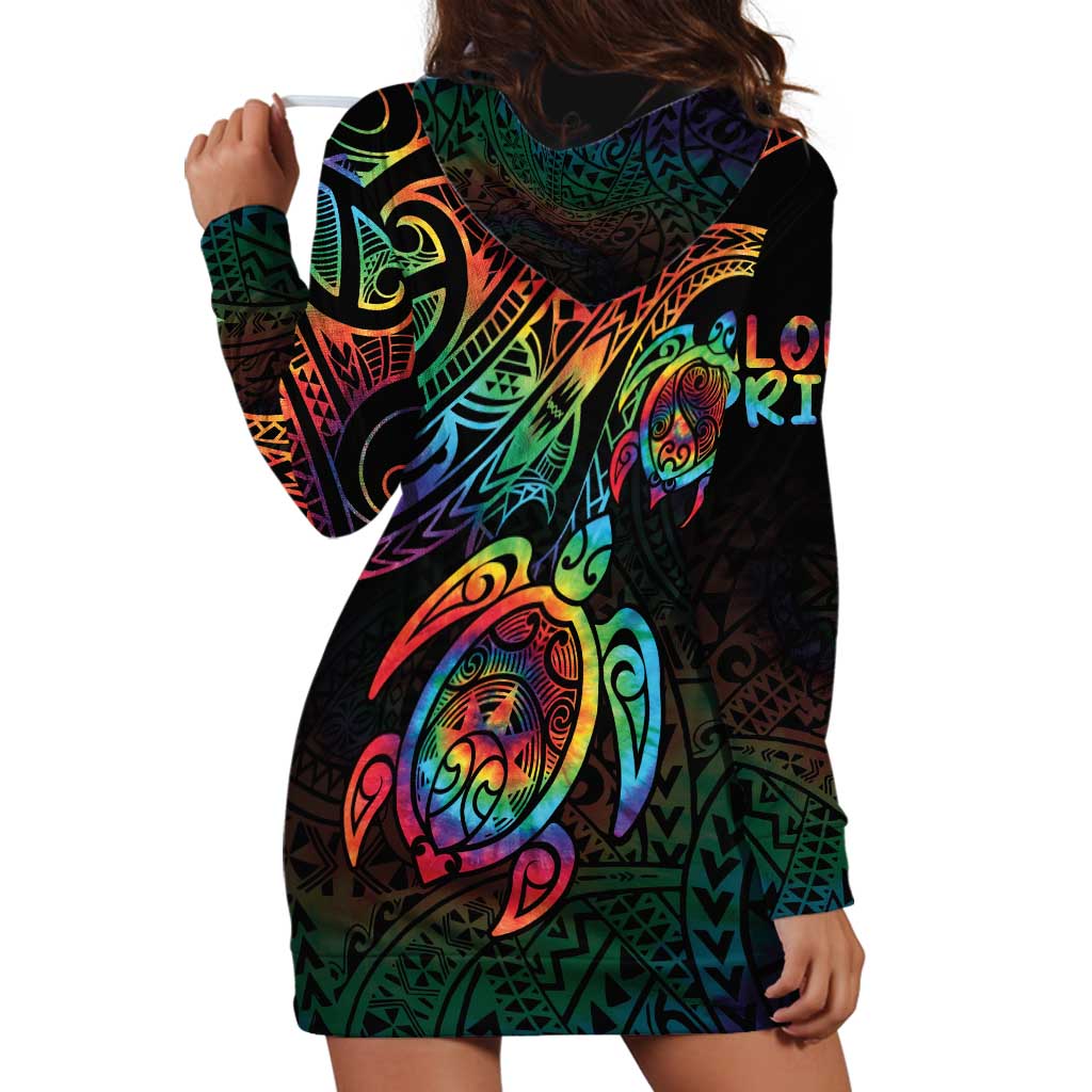 Hawaii Pride Hoodie Dress Rainbow Swirls LT7 - Polynesian Pride