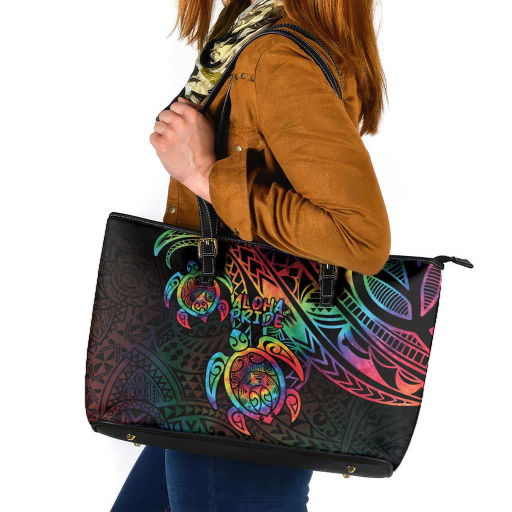 Hawaii Pride Leather Tote Bag Rainbow Swirls LT7 Colorful - Polynesian Pride