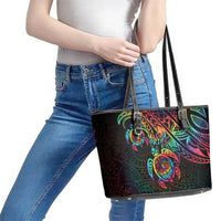 Hawaii Pride Leather Tote Bag Rainbow Swirls