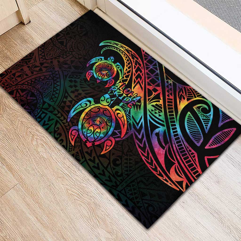 Hawaii Pride Rubber Doormat Rainbow Swirls
