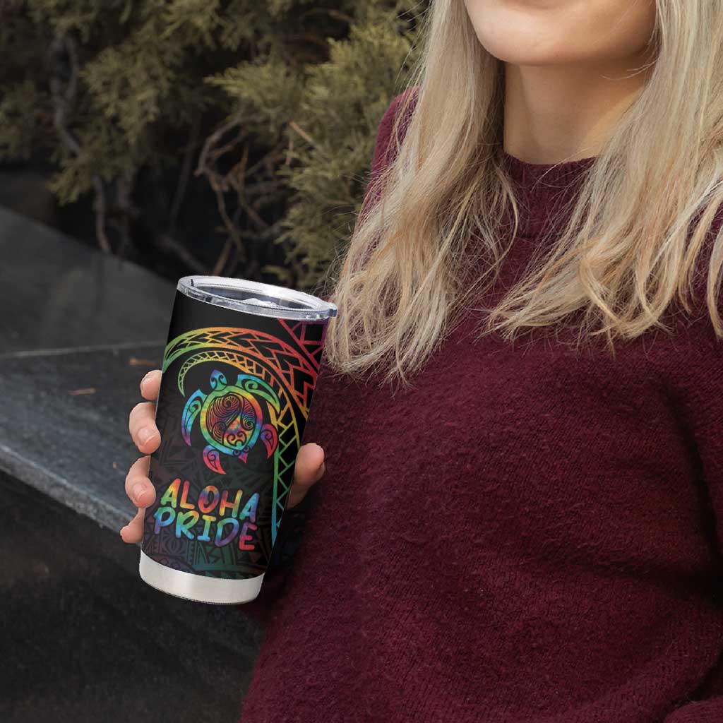 Hawaii Pride Tumbler Cup Rainbow Swirls