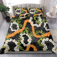 Aloha Festive Hawaii Bedding Set Mokihana - Maile and Ilima on Black LT7 - Polynesian Pride