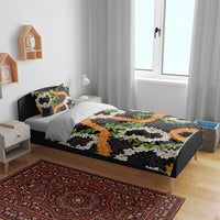 Aloha Festive Hawaii Bedding Set Mokihana - Maile and Ilima on Black LT7 - Polynesian Pride