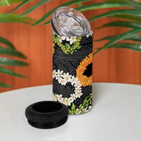 Aloha Festive Hawaii 4 in 1 Can Cooler Tumbler Mokihana - Maile and Ilima on Black LT7 - Polynesian Pride