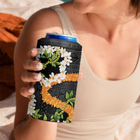 Aloha Festive Hawaii 4 in 1 Can Cooler Tumbler Mokihana - Maile and Ilima on Black LT7 - Polynesian Pride