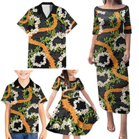 Aloha Festive Hawaii Family Matching Puletasi and Hawaiian Shirt Mokihana - Maile and Ilima on Black LT7 - Polynesian Pride