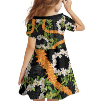 Aloha Festive Hawaii Family Matching Summer Maxi Dress and Hawaiian Shirt Mokihana - Maile and Ilima on Black LT7 - Polynesian Pride