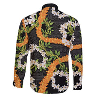 Aloha Festive Hawaii Family Matching Summer Maxi Dress and Hawaiian Shirt Mokihana - Maile and Ilima on Black LT7 - Polynesian Pride