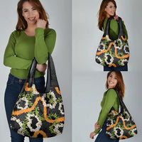 Aloha Festive Hawaii Grocery Bag Mokihana - Maile and Ilima on Black - Polynesian Pride