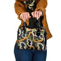 Aloha Festive Hawaii Shoulder Handbag Mokihana - Maile and Ilima on Black - Polynesian Pride