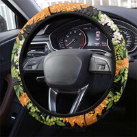 Aloha Festive Hawaii Steering Wheel Cover Mokihana - Maile and Ilima on Black - Polynesian Pride