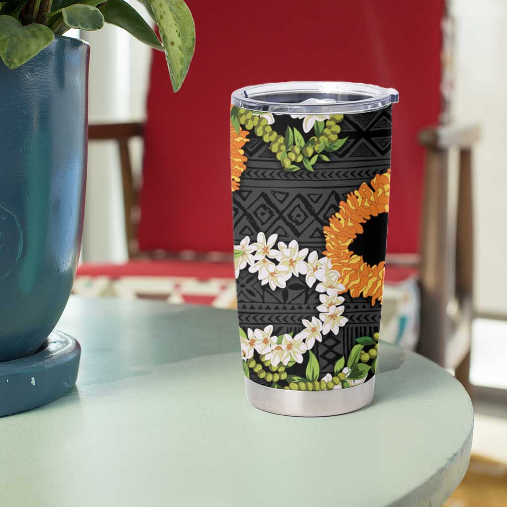 Aloha Festive Hawaii Tumbler Cup Mokihana - Maile and Ilima on Black - Polynesian Pride