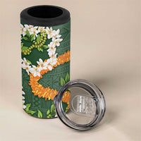 Aloha Festive Hawaii 4 in 1 Can Cooler Tumbler Mokihana - Maile and Ilima on Forest Green LT7 - Polynesian Pride