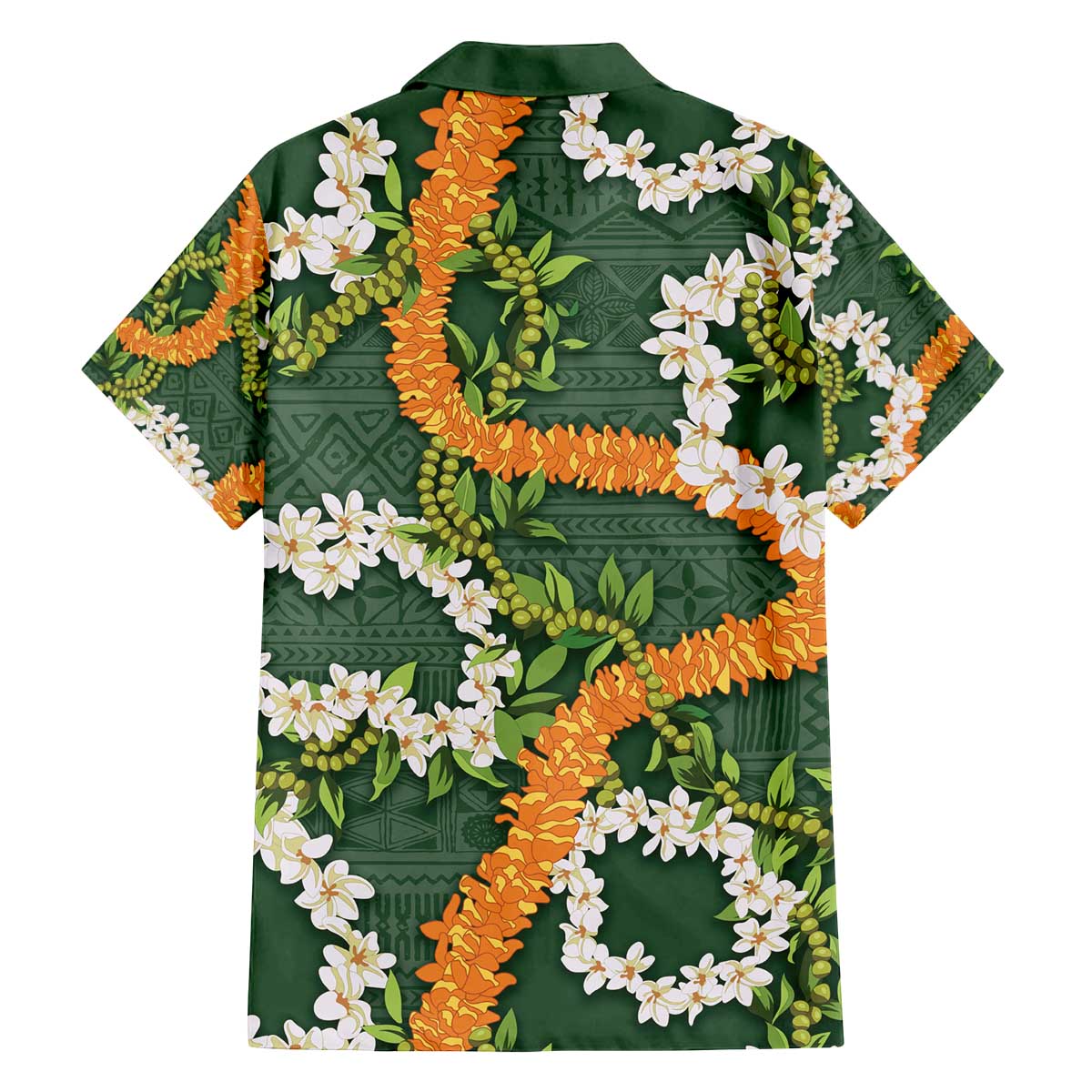 Aloha Festive Hawaii Family Matching Off The Shoulder Long Sleeve Dress and Hawaiian Shirt Mokihana - Maile and Ilima on Forest Green LT7 - Polynesian Pride