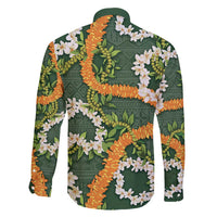 Aloha Festive Hawaii Family Matching Short Sleeve Bodycon Dress and Hawaiian Shirt Mokihana - Maile and Ilima on Forest Green LT7 - Polynesian Pride