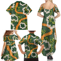 Aloha Festive Hawaii Family Matching Summer Maxi Dress and Hawaiian Shirt Mokihana - Maile and Ilima on Forest Green LT7 - Polynesian Pride