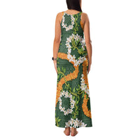Aloha Festive Hawaii Family Matching Tank Maxi Dress and Hawaiian Shirt Mokihana - Maile and Ilima on Forest Green LT7 - Polynesian Pride