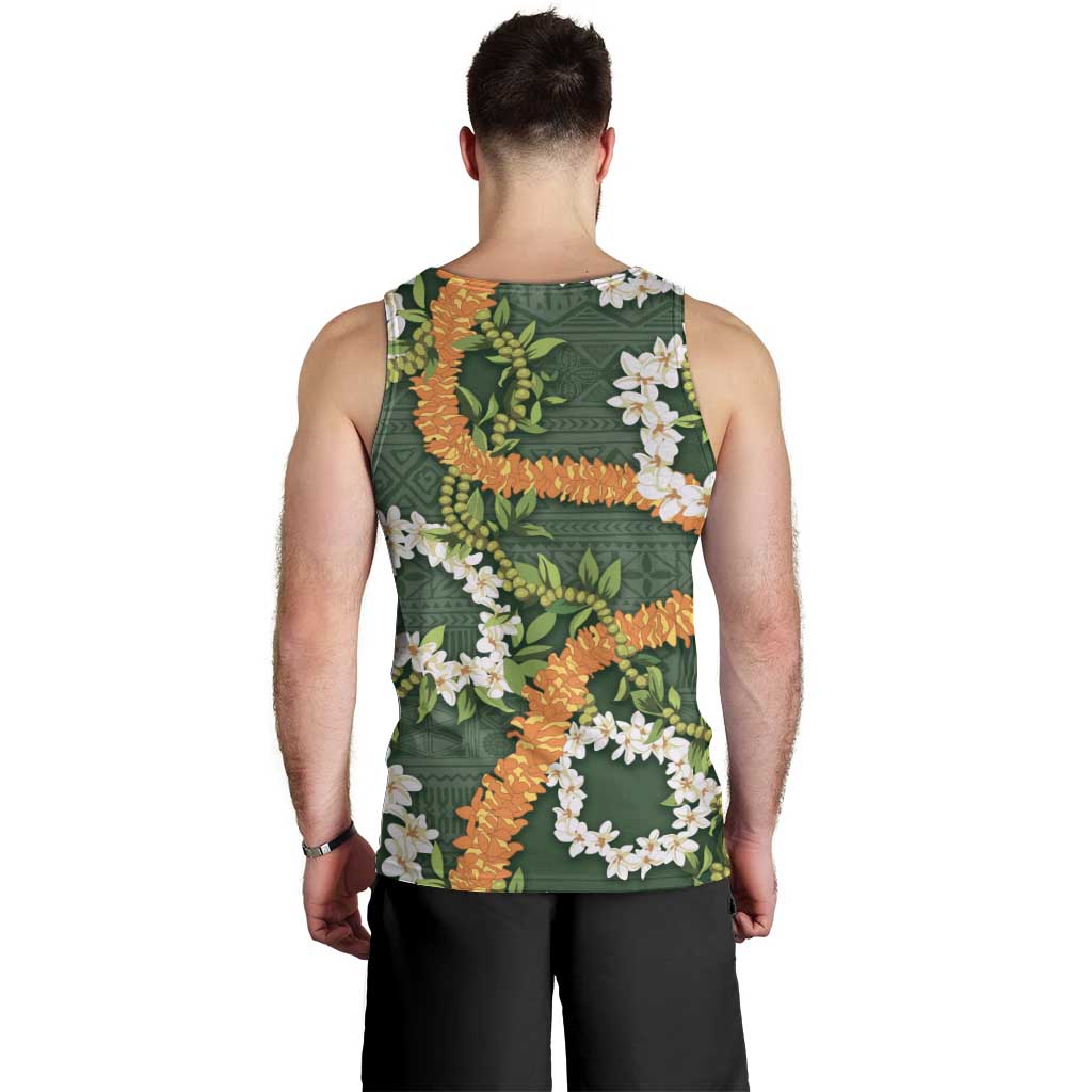 Aloha Festive Hawaii Men Tank Top Mokihana - Maile and Ilima on Forest Green LT7 - Polynesian Pride