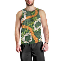 Aloha Festive Hawaii Men Tank Top Mokihana - Maile and Ilima on Forest Green LT7 - Polynesian Pride