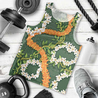 Aloha Festive Hawaii Men Tank Top Mokihana - Maile and Ilima on Forest Green LT7 - Polynesian Pride