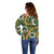 Aloha Festive Hawaii Off Shoulder Sweater Mokihana - Maile and Ilima on Forest Green - Polynesian Pride