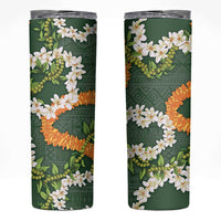 Aloha Festive Hawaii Skinny Tumbler Mokihana - Maile and Ilima on Forest Green LT7 Forest Green - Polynesian Pride