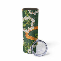 Aloha Festive Hawaii Skinny Tumbler Mokihana - Maile and Ilima on Forest Green LT7 - Polynesian Pride