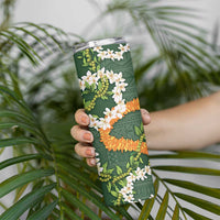 Aloha Festive Hawaii Skinny Tumbler Mokihana - Maile and Ilima on Forest Green LT7 - Polynesian Pride