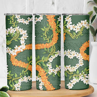 Aloha Festive Hawaii Skinny Tumbler Mokihana - Maile and Ilima on Forest Green LT7 - Polynesian Pride