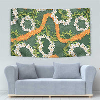 Aloha Festive Hawaii Tapestry Mokihana - Maile and Ilima on Forest Green LT7 - Polynesian Pride
