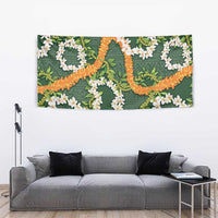 Aloha Festive Hawaii Tapestry Mokihana - Maile and Ilima on Forest Green LT7 - Polynesian Pride