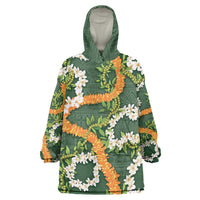 Aloha Festive Hawaii Wearable Blanket Hoodie Mokihana - Maile and Ilima on Forest Green LT7 One Size Forest Green - Polynesian Pride