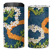 Aloha Festive Hawaii 4 in 1 Can Cooler Tumbler Mokihana - Maile and Ilima on Navy Blue LT7 One Size: 16 oz Navy Blue - Polynesian Pride