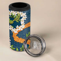 Aloha Festive Hawaii 4 in 1 Can Cooler Tumbler Mokihana - Maile and Ilima on Navy Blue LT7 - Polynesian Pride